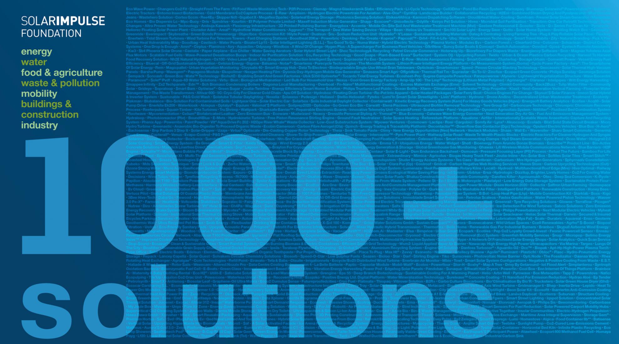 Solar Impulse Foundation: 1000+ solutions